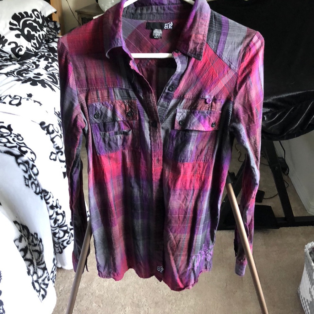 Fox Brand Plaid button down shirt.